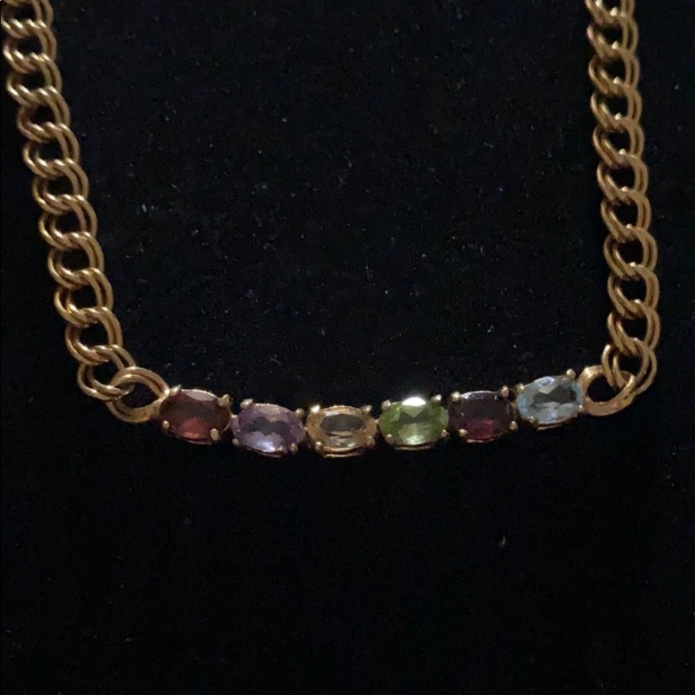 14k Gold Plated Chain Bracelet GENUINE Gemstones